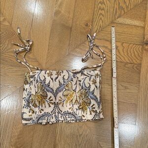 Floral Print Tie Strap Crop Top